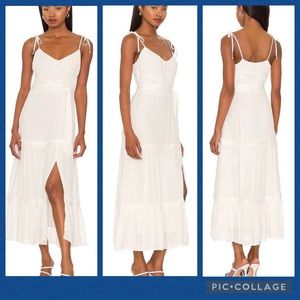 PAIGE White Tiered Midi Dress with Tie Straps